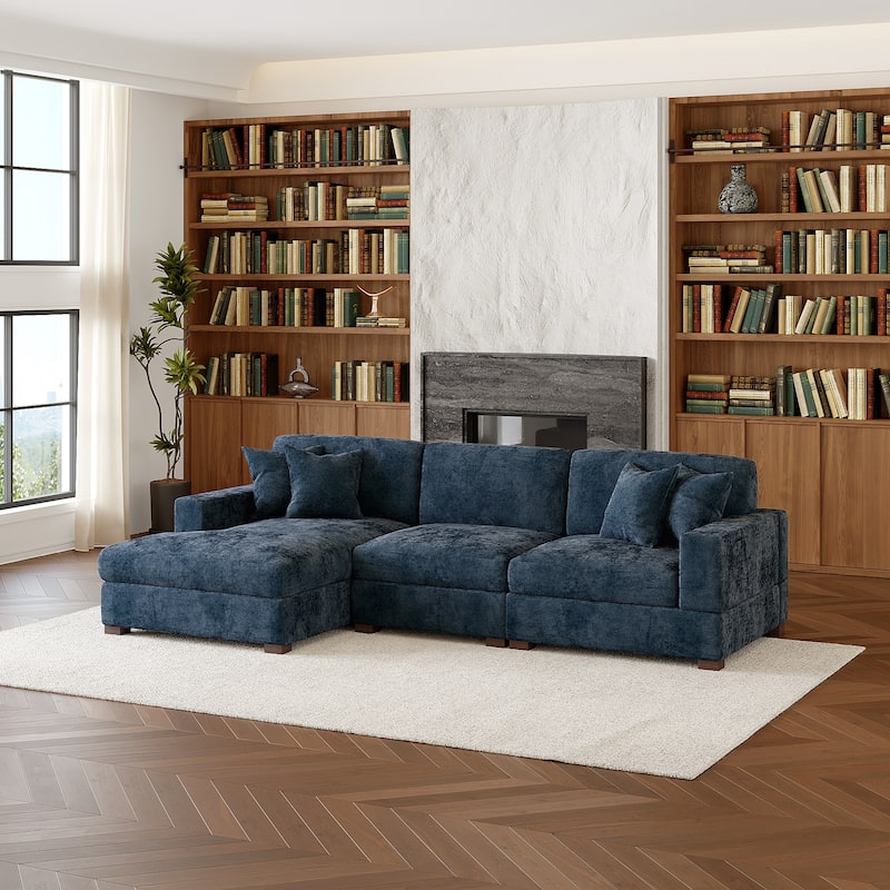 Modern Oversized Chenille Modular Sectional Sofa With Chaise