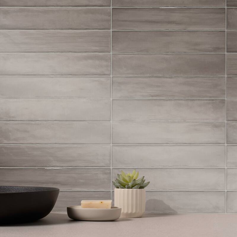 Buckingham 3 in. x 16 in. Glazed Porcelain Subway Wall Tile - Tan Gloss - 3 in. x 16 in.
