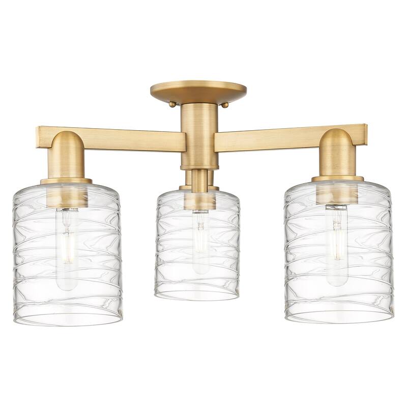 Innovations Lighting Endless Possibilities Arcadia - Cobbleskill - 3 Light 23" Semi-Flush Mount - Deco Swirl/Brushed Brass
