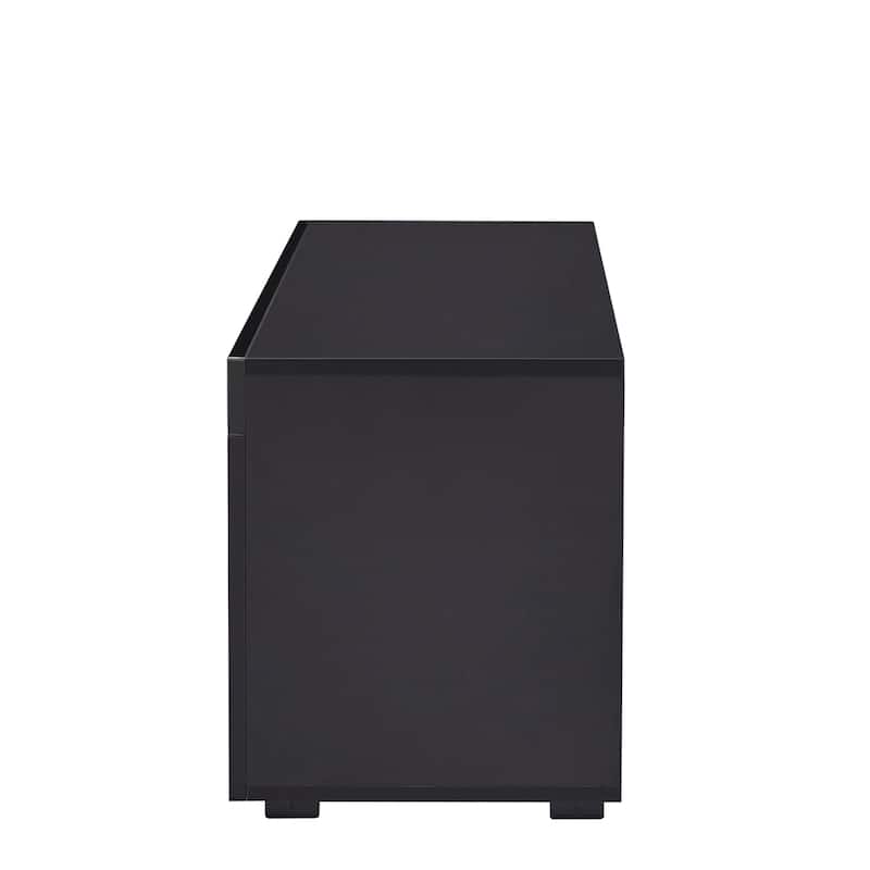 Black 51.2" TV Stand with LED Lights and 2 Large Storage Drawer for TVs Up to 55"