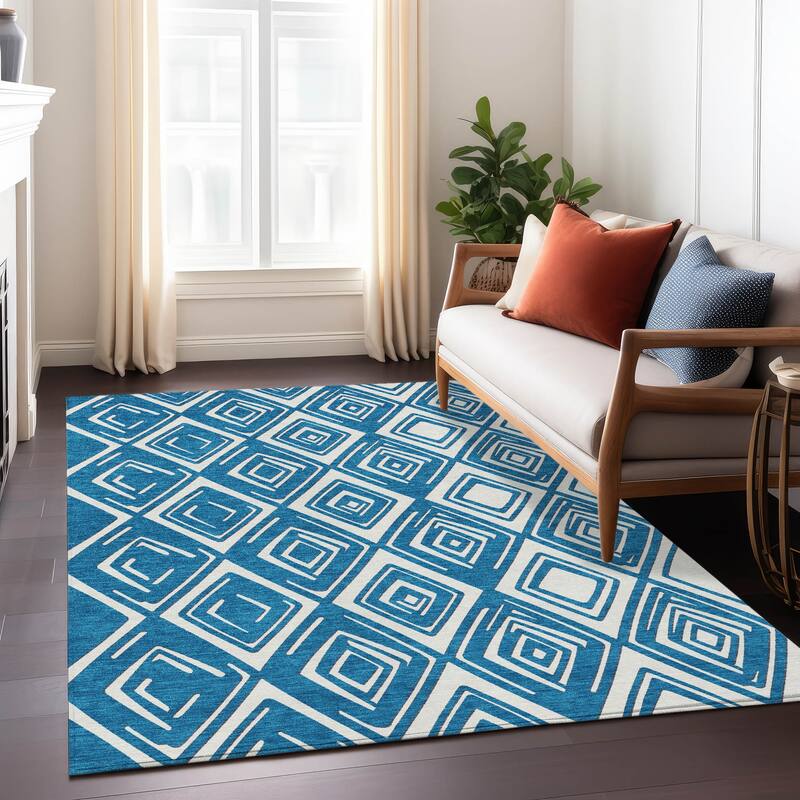 Machine Washable Indoor/ Outdoor Chantille Contemporary Diamonds Rug