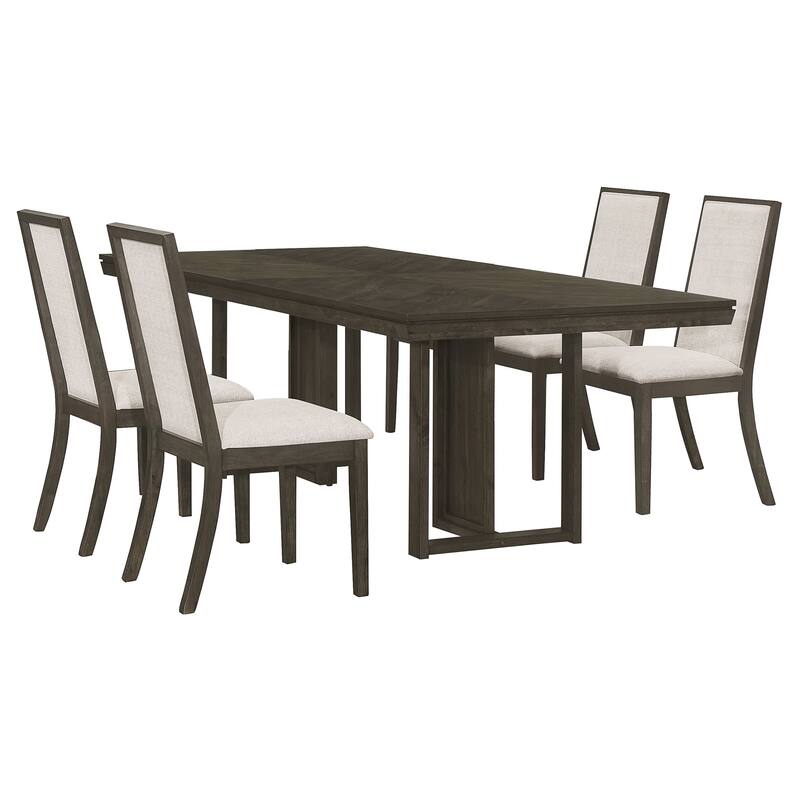 Kelly Beige and Dark Grey Rectangular Dining Table Set