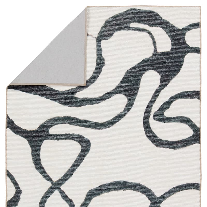 Sonic Machine Washable Abstract White/ Gray Area Rug