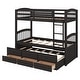 preview thumbnail 29 of 30, Rustic Concise Design Twin over Twin Bunk Bed with Build-In Ladder,Trundle and Storage Drawers,Arched Headboard and Footboard