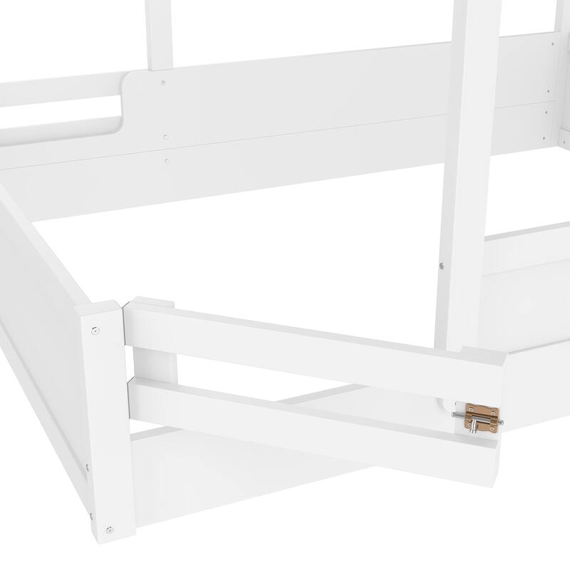 Montessori Floor Bed of 3 Kinds Size, House-shaped Platform Bed with Small Built-in Tray, Signboard and No Slats Design