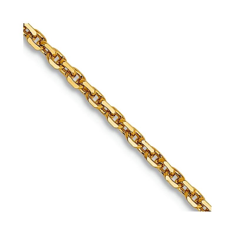 Curata 14k Yellow Gold Solid 1.45mm Diamond Cut Cable Chain Necklace (Lobster) Options: 16 18 20 22 24 26