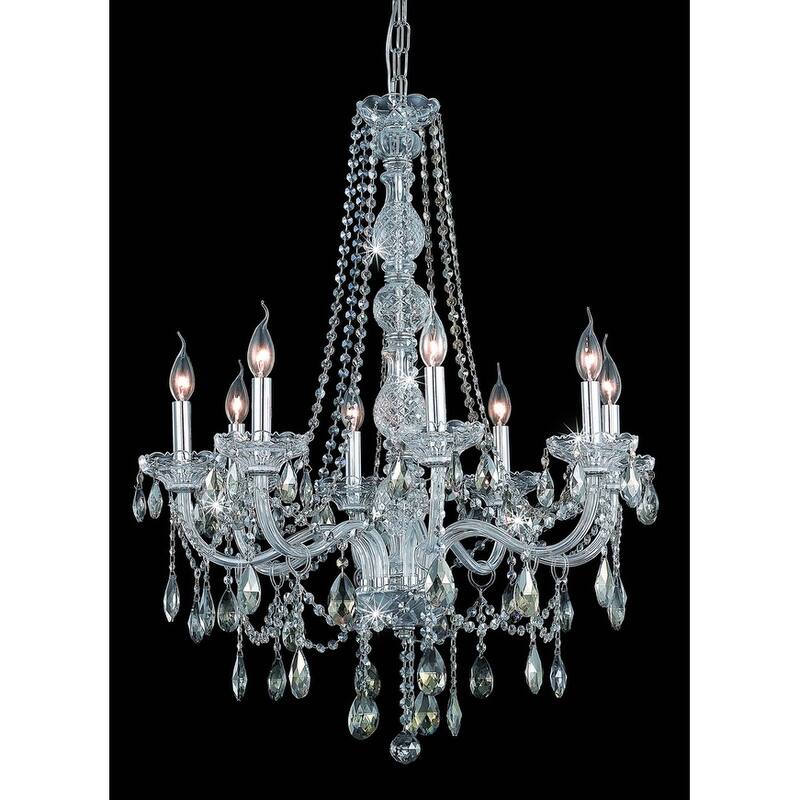 Fleur Illumination Collection Chandelier D:28in H:34in Lt:8 Chrome Finish - Chrome/royal cut crystals (golden teak)