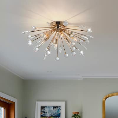 6-Light 25.6" Dandelion Firework Crystal Flush Mount