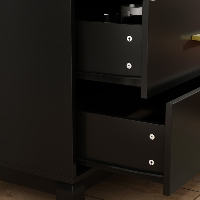Timechee 6 Drawer 47.2''W Double Dresser Solid Wood Legs Lacquer Chest