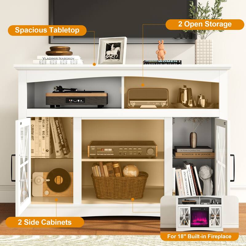 47'' Farmhouse TV Stand with Adjustable Shelves