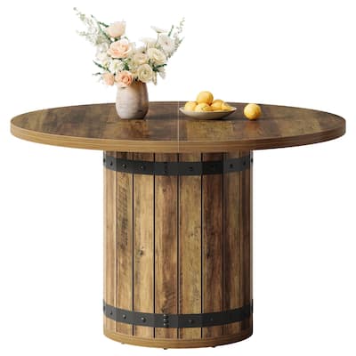 Farmhouse Round Dining Table , 39.37-Inch Dining Table