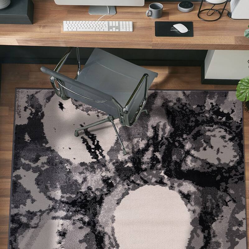 World Rug Gallery Contemporary Abstract Circles Black Area Rug