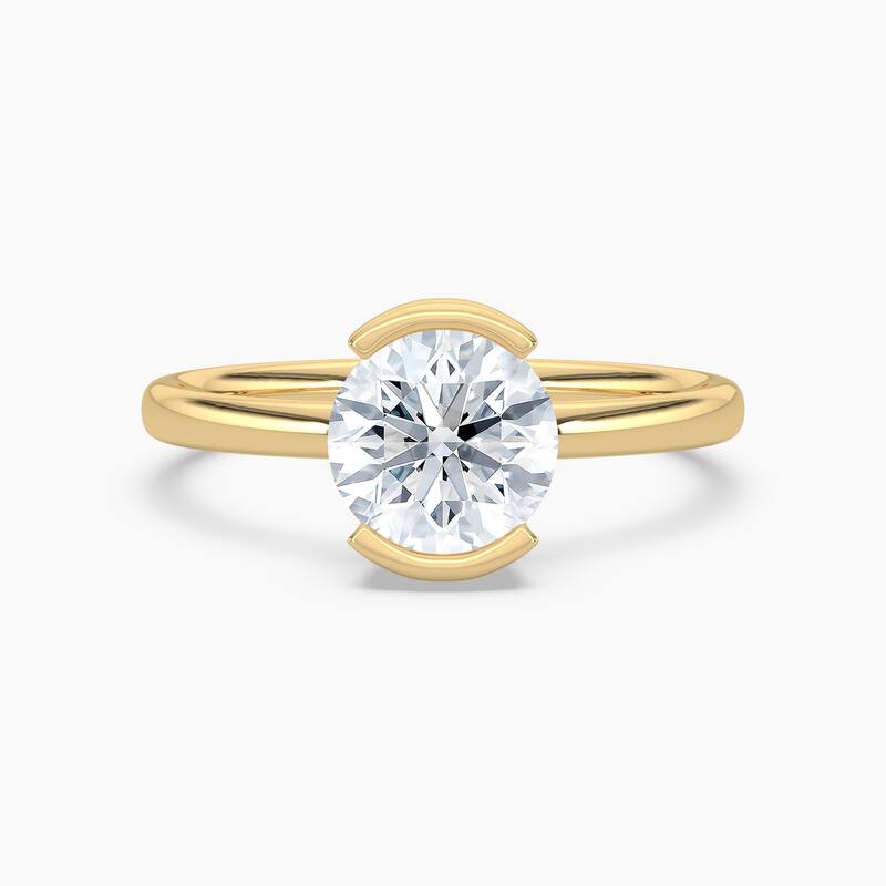 Auriya 14K Gold Lab Grown Diamond Round Half Bezel Solitaire Engagement Ring 1.00 - 5.00ct. tw. (F-G, VS) - 3.00 carats - 4.5 - Yellow