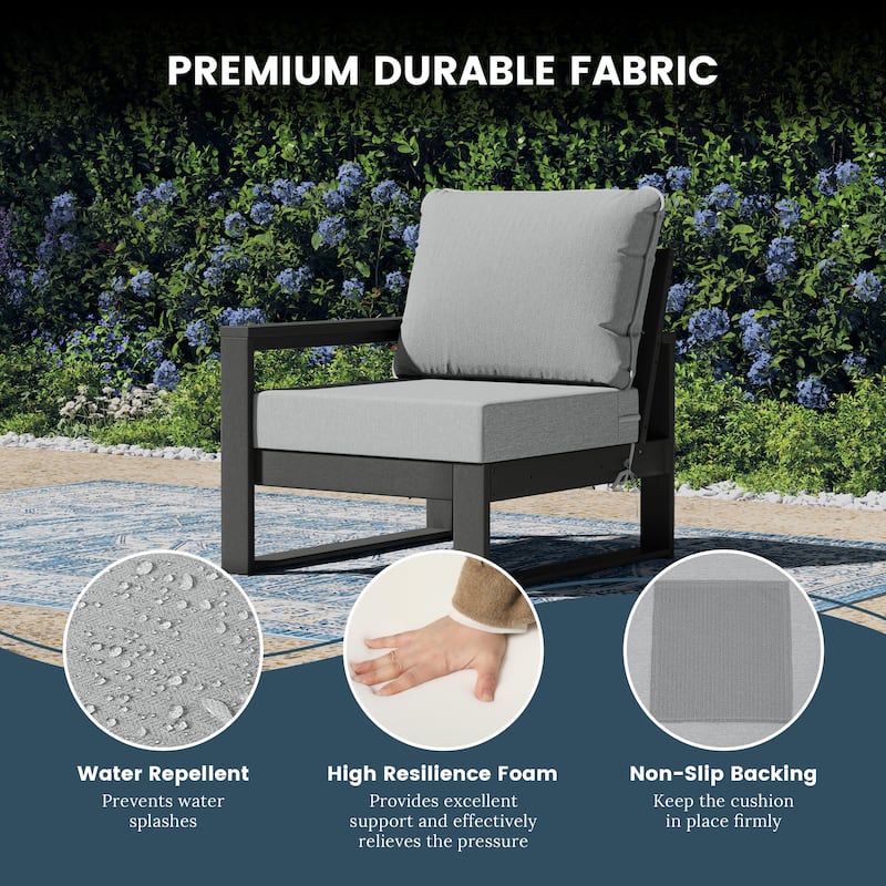 Polytrends Endless Patio Deep Seating Left Arm Chair with Gray Frame