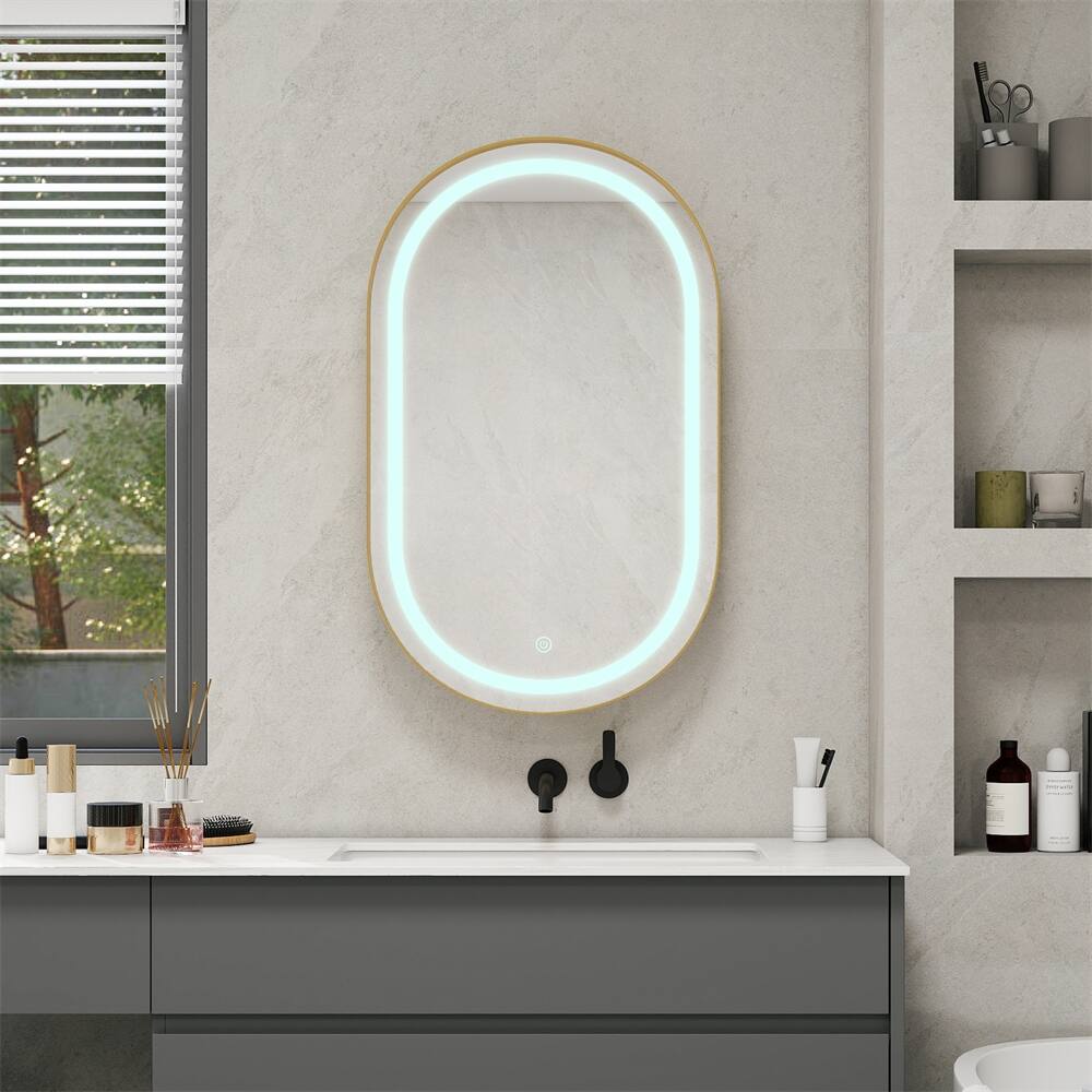 Oval Wall Mounted Medicine Cabinet Mirror Bathroom Mirror w/Storage