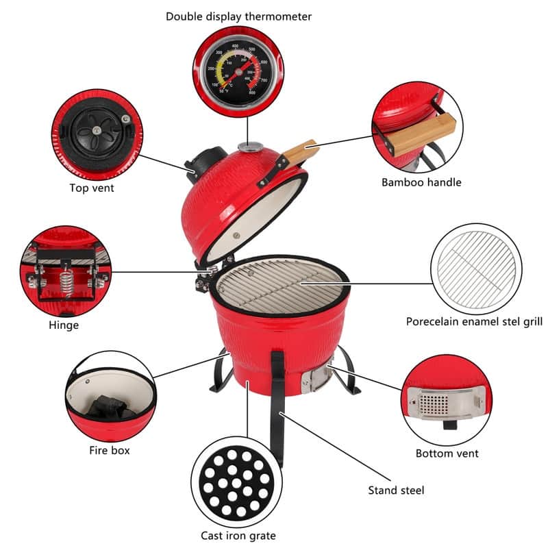 Outdoor 13 diam. Ceramic Charcoal BBQ Grill
