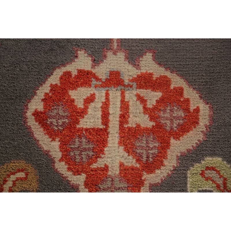 Gray Oushak Oriental Area Rug Hand-Knotted Wool Carpet - 8'10"x 11'9"