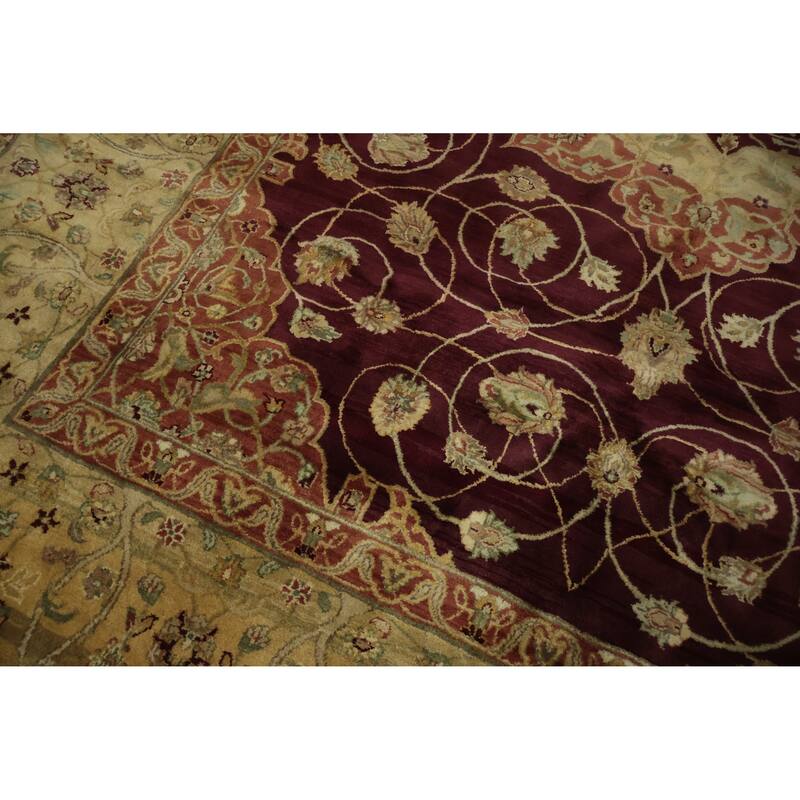 Hand Knotted Oriental 100% Wool Carpet Traditional Floral Red Agra Area Rug - 12' 0'' X 9' 1''