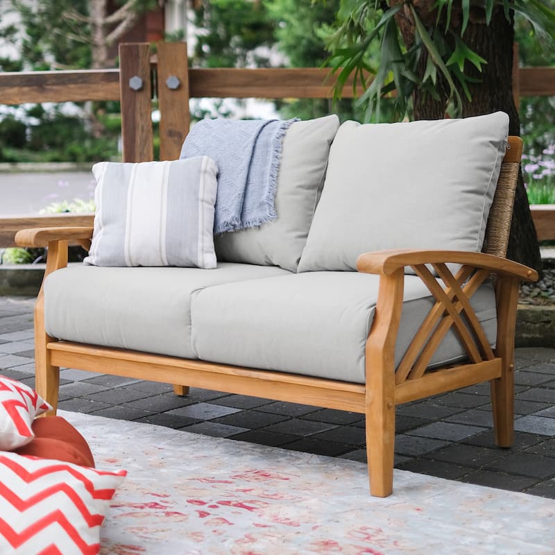 Cambridge Casual Carmel Teak Patio Loveseat with Cushion