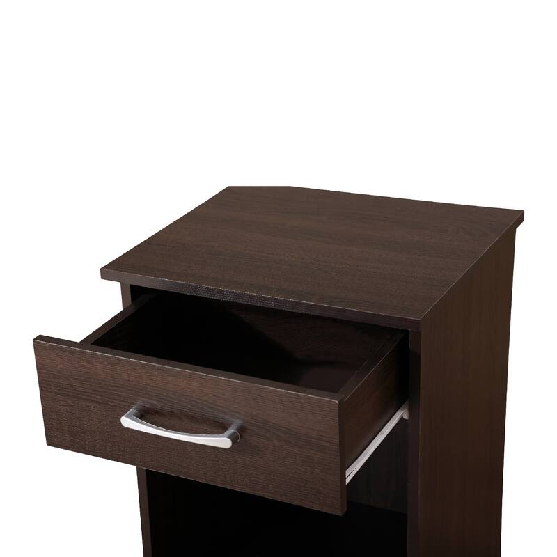 1-Drawer Nightstand with Open Shelf - 24" - Dark Brown