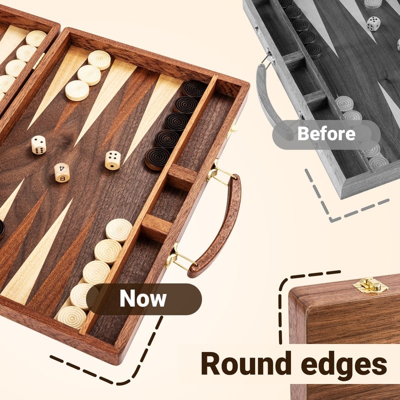 Backgammon Board Game Set (15 Inches) for Adults and Kids - N/A