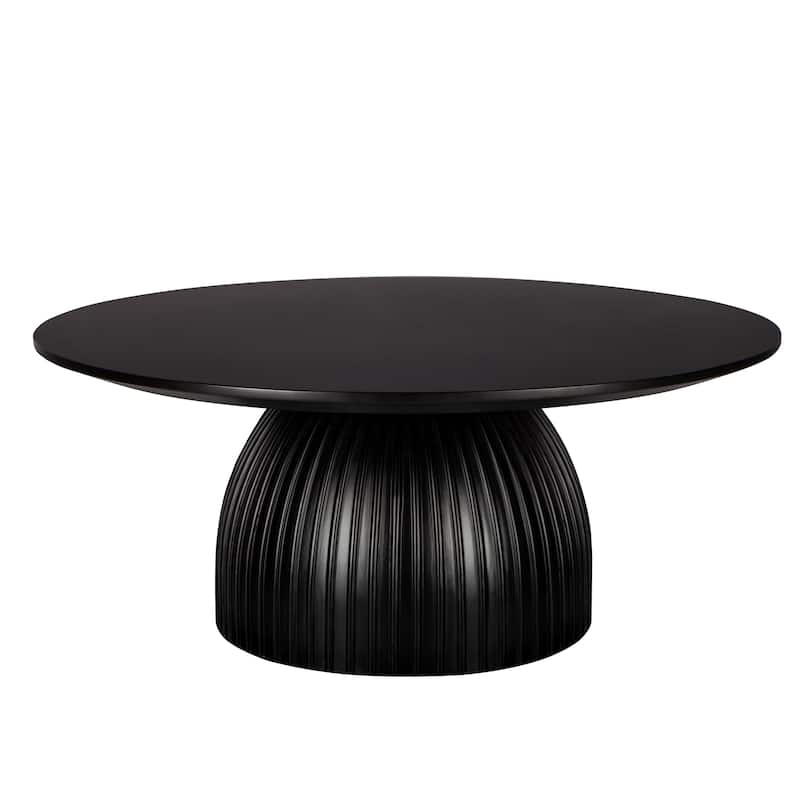 Round Coffee Table Solid Wood Base