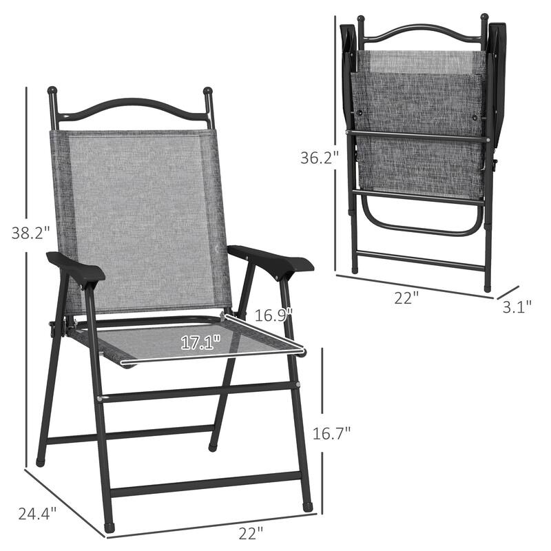Outsunny Folding Patio Chairs, Set of 4 Camping Chairs with Armrests