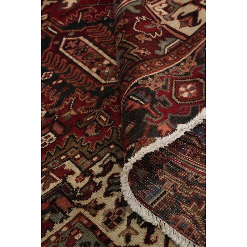 Hand Knotted Oriental 100% Wool Carpet Traditional Medallion Red Heriz Area Rug - 10' 5'' X 7' 4''
