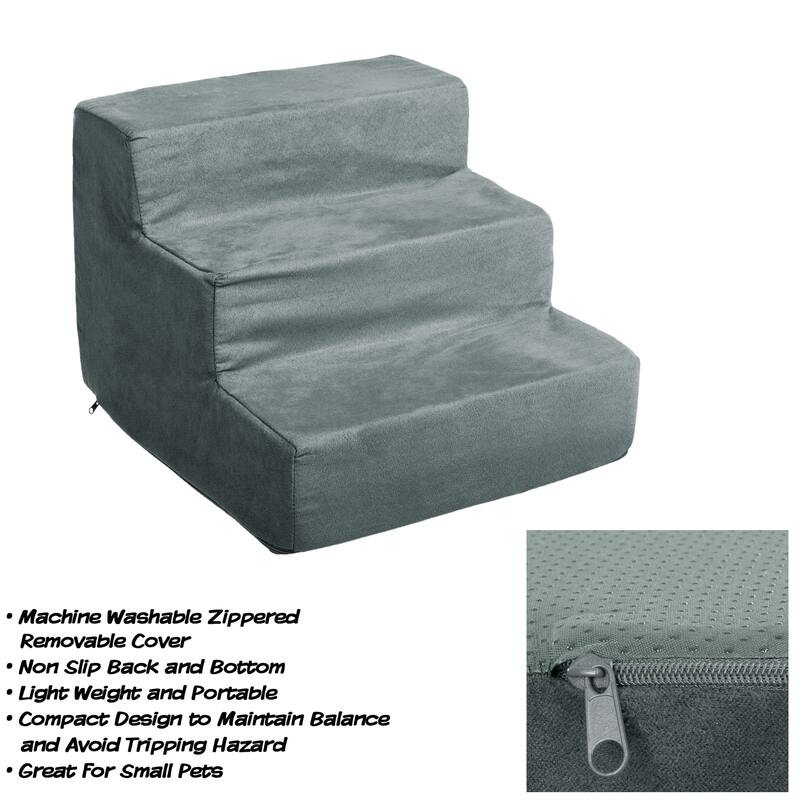 Petmaker 3-Step Pet Stairs with Removable Zippered Microfiber Cover