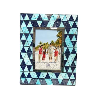 Wood Mosaic Picture Nautical Tabletop Frame Holder