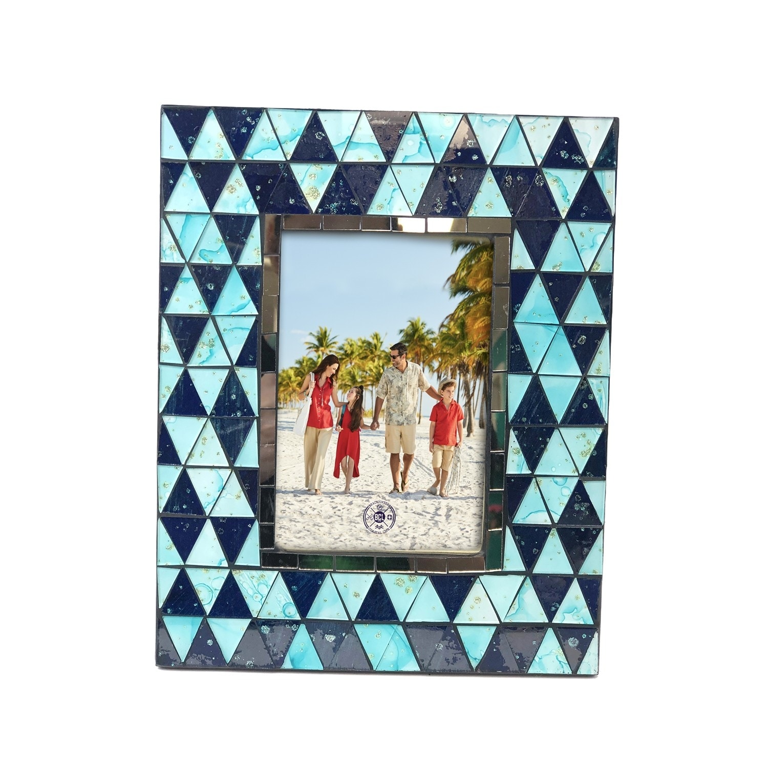 Blue Mosaic Geometric Tile 4x6 Wooden Photo Picture Frame