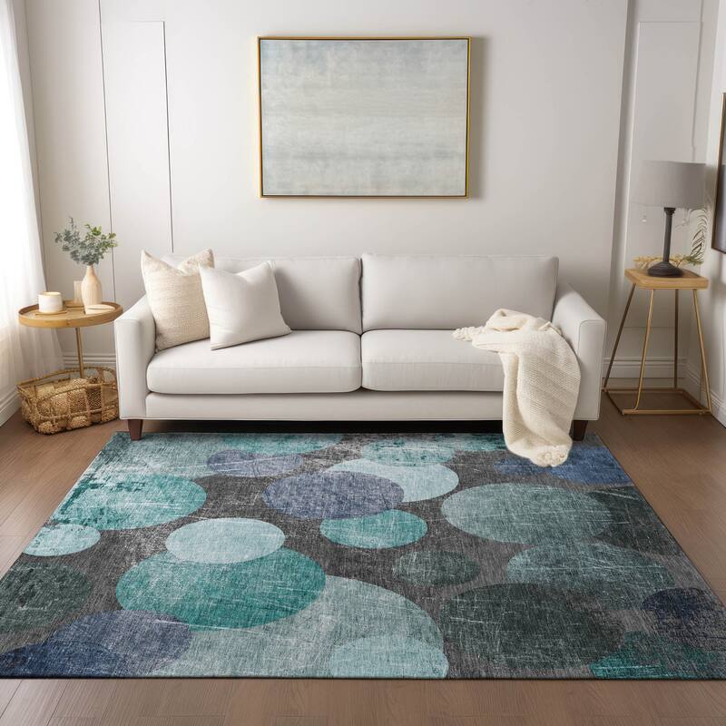 Allulo Contemporary Abstract Weather Resistant Timeless Fusion Runner Outdoor Rug
