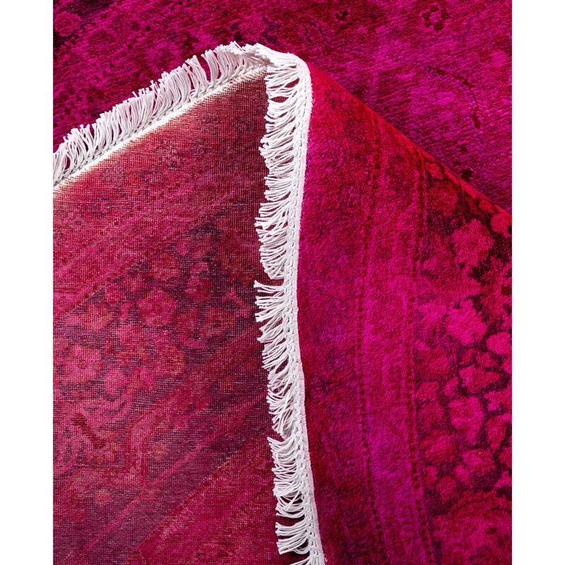 Overdyed One-of-a-Kind Hand-Knotted Round Area Rug - Pink - 7' 1" x 7' 1"