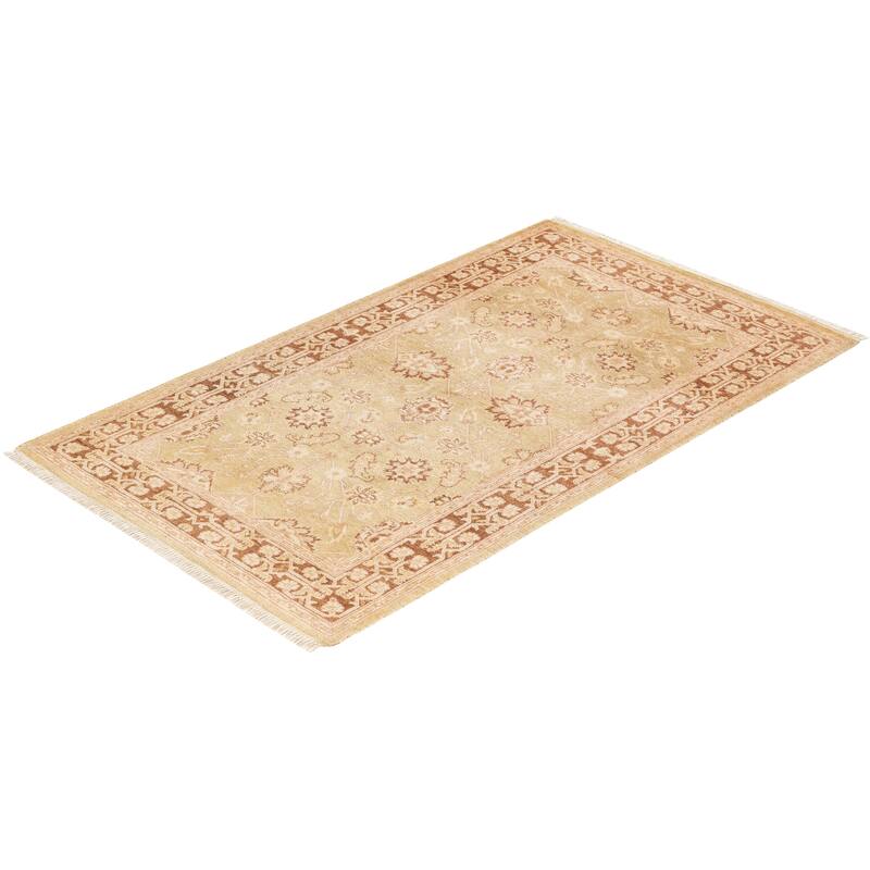 Overton Handknotted Wool Contemporary Oriental Ivory Area Rug - 3' x 5'