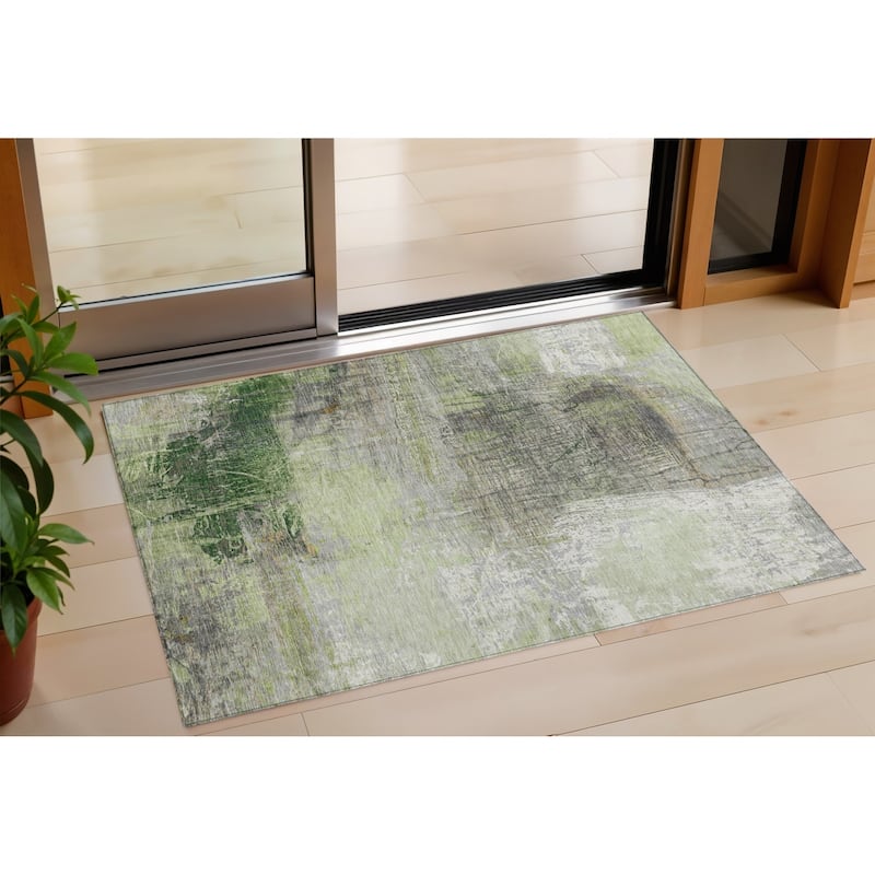 HomeRoots Abstract Transitional Rectangle Outdoor Rug - 3' x 5'
