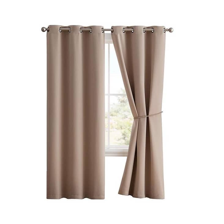 Home Sweet Home Dream Thermal Insulated Blackout Curtain Panels with Tie-Backs - 54" W x 108" L - Taupe