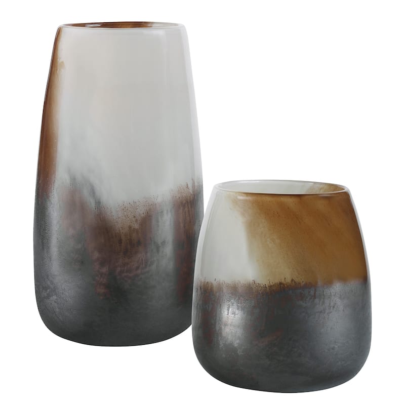 Uttermost Desert Wind Glass Vases, S/2 - Light Sand, Rust and Dark Bronze