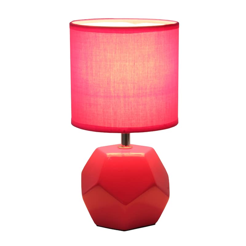 10.24" Modern Geometric Table Lamp with Ceramic Base and Fabric Shade for Bedroom or Office - 5.51"L x 5.51"W x 10.24"H