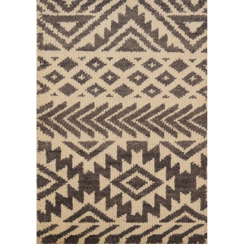 Geometric Moroccan Oriental Foyer Rug Hand-Knotted Wool Carpet - 2'0"x 3'0"