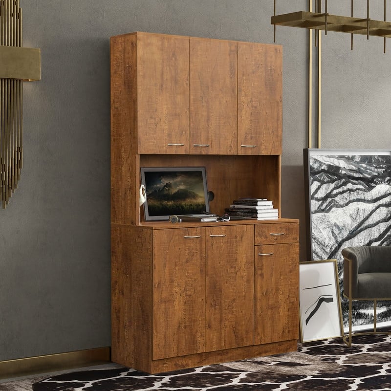 Modern Kitchen Pantry Cabinet with Doors,Wood Kitchen Storage Cabinet