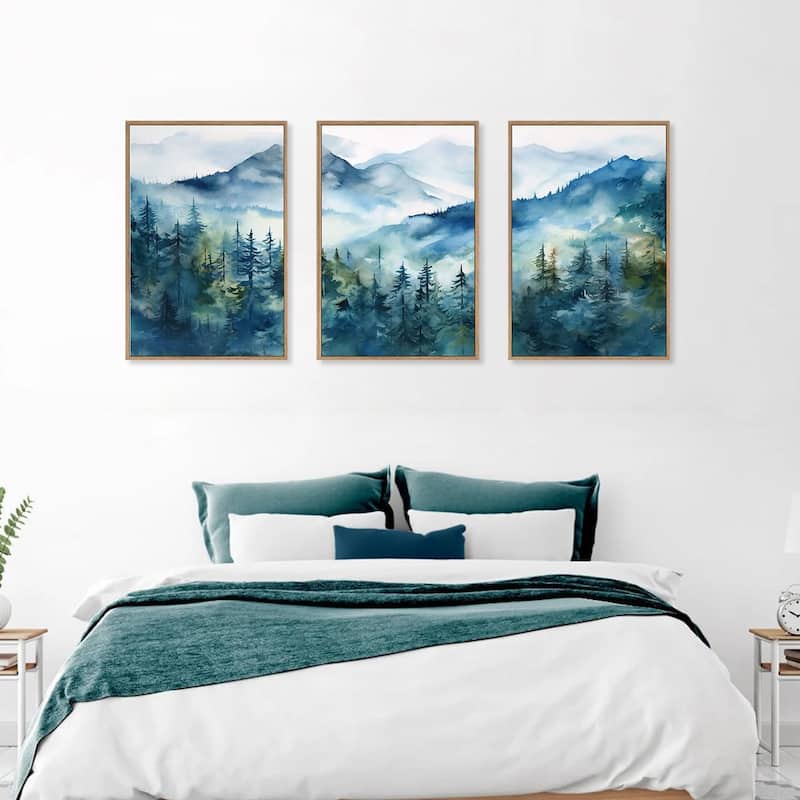 Natural Landscape Wall Decor, Green Pines Trees Wall Painting