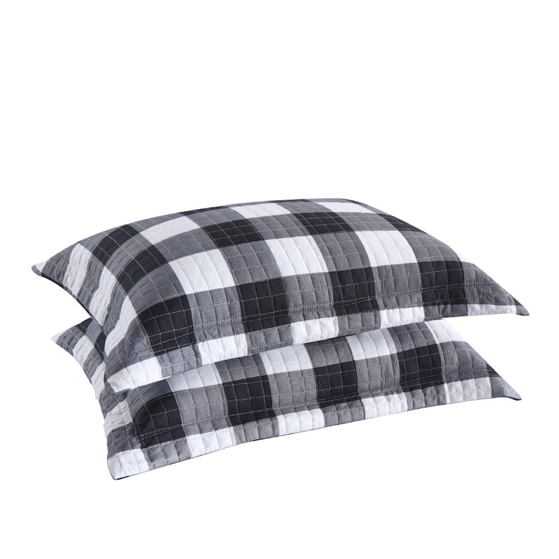 MarCielo Buffalo Pillow Sham Microfiber Pillow Shams BP01 - White/Black - King