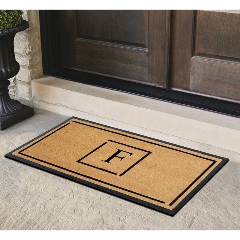 A1HC- Designer Hand-Crafted Rubber Coir Molded Double/Single Door Mat Monogrammed, Perfect and More Functional Size 24x48 Inch