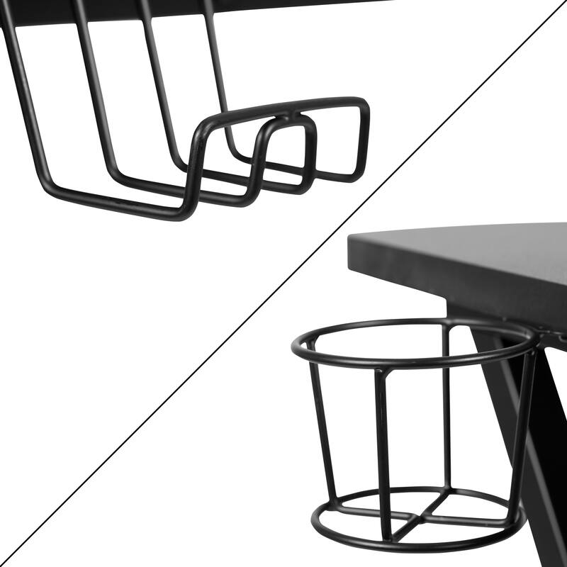 Gaming Desk & Chair Set with Cup Holder, Headphone Hook, and Monitor Stand
