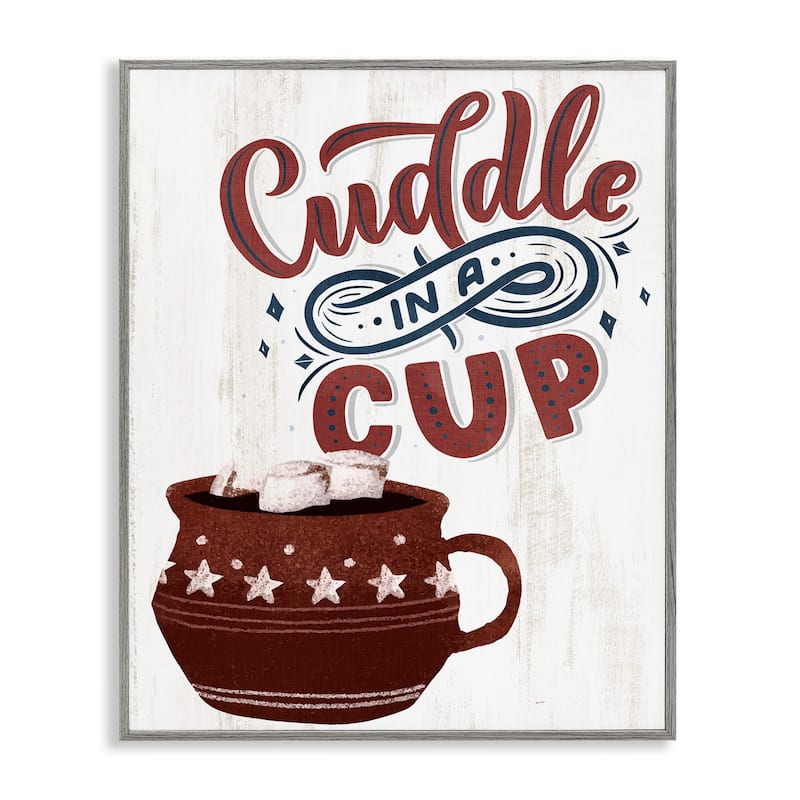 Stupell Cuddle In A Cup Cocoa Framed Giclee Art Design By Kim Allen - 11 x 14 - Grey