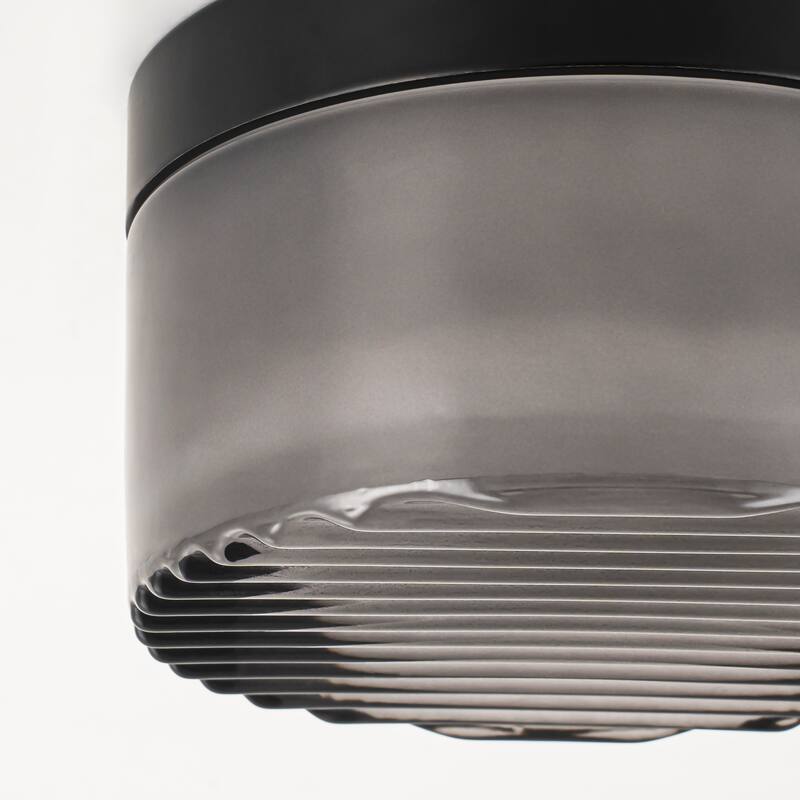 5.1 in. W Modern Dome LED 3000K Bathroom Vanity Light/Flush Mount Light with Gray Glass - 5.1 in. W x 3.54 in. H