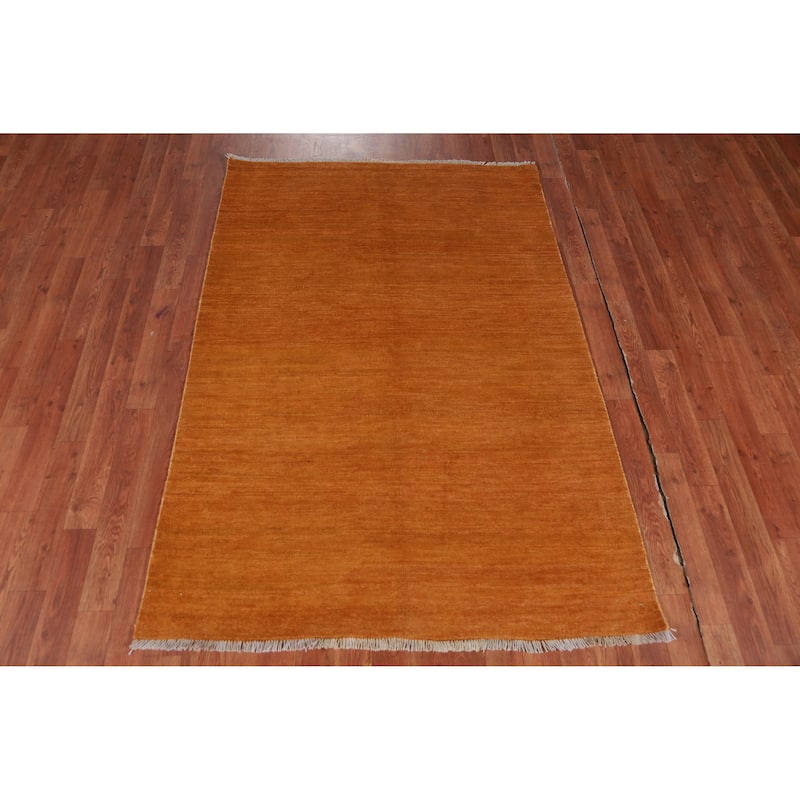 Orange Rust Gabbeh Oriental Rug Handmade Wool Carpet - 3'11" x 5'7"