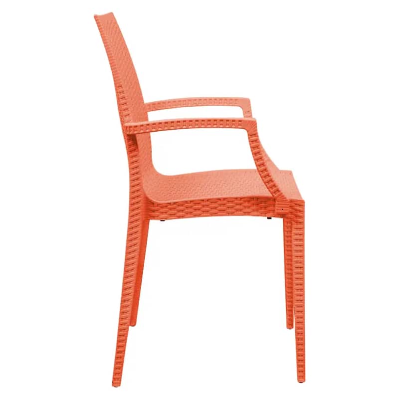 Mace Polypropylene Stackable Armrest Patio Dining Chair with Woven Design for Outdoor Dining Patio Indoor Gatherings