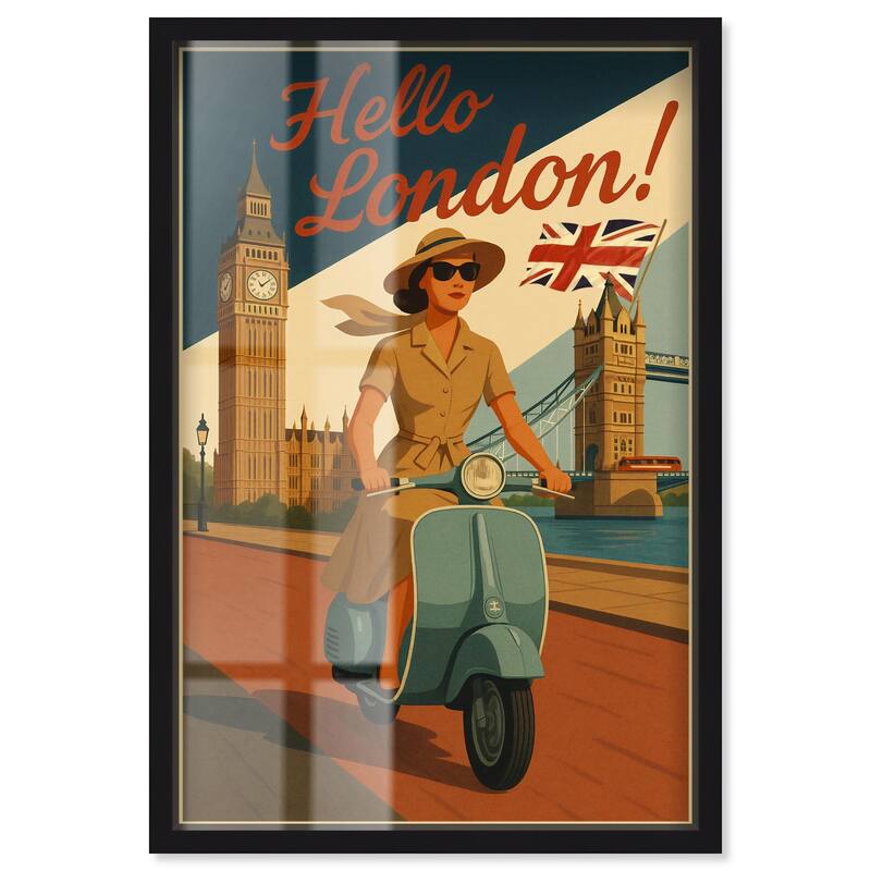 Scooter English Travel Shadowbox by Art Remedy - Black - 16" x 24"