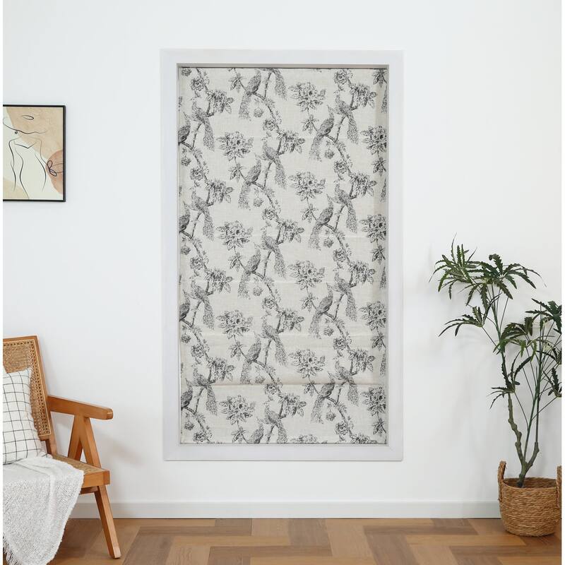Peacock Print Linen Blend 100%Blackout Roman Shade